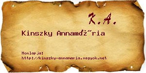 Kinszky Annamária névjegykártya